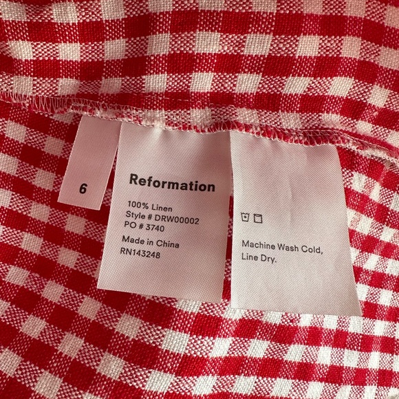 Reformation Ava Linen Mini Dress in Red Gingham size 6 - Picture 5 of 5